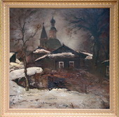 Во дворе весной. Холст, масло, 100х100, 1991 г.