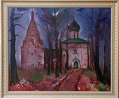 Даниловский монастырь. Троицкий собор. Холст, масло, 90х110, 1984 г.