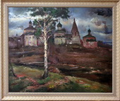 С поля. Данилов монастырь. Холст, масло, 90х110, 1984 г.
