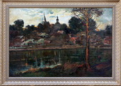 Пушкарская слобода (с деревом). Холст, масло, 70х100, 1993 г.