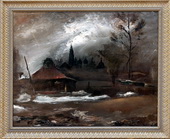 Холодный вечер. Карт. на холсте, 80х100, 1985 г.
